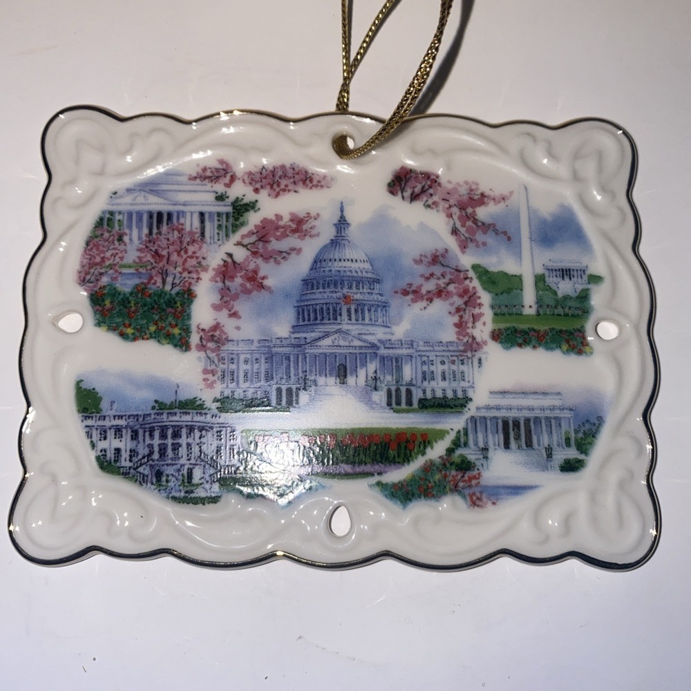 Porcelain Postcard George Washington DC Monuments White House Lincoln Jefferson